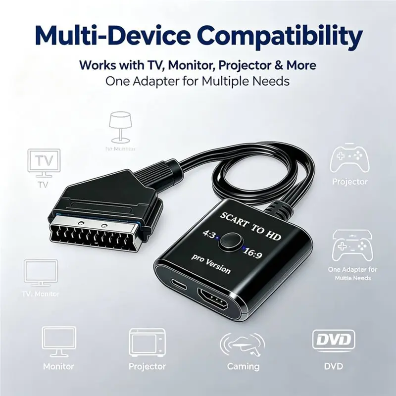 1080P SCART To HDTV Converter Video Audio Adapter