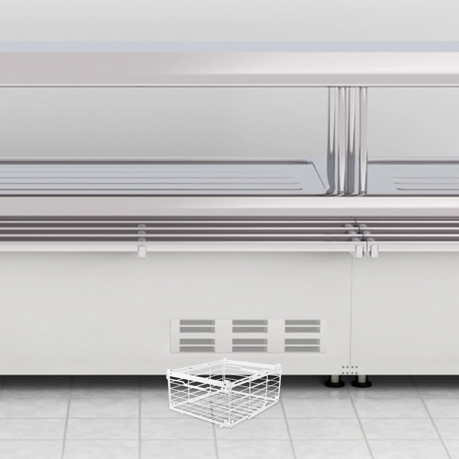 

Freezer Storage Basket with Enhanced Air Circulation - Adjustable Metal Organizer Bin for Chest Upright Freezer and Fridge