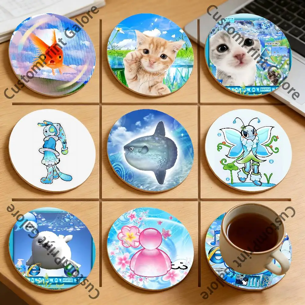 

Frutiger Aero Art Heat-Resistant Pine Coasters Lightweight Sturdy for All Drinkware Easy to Clean
