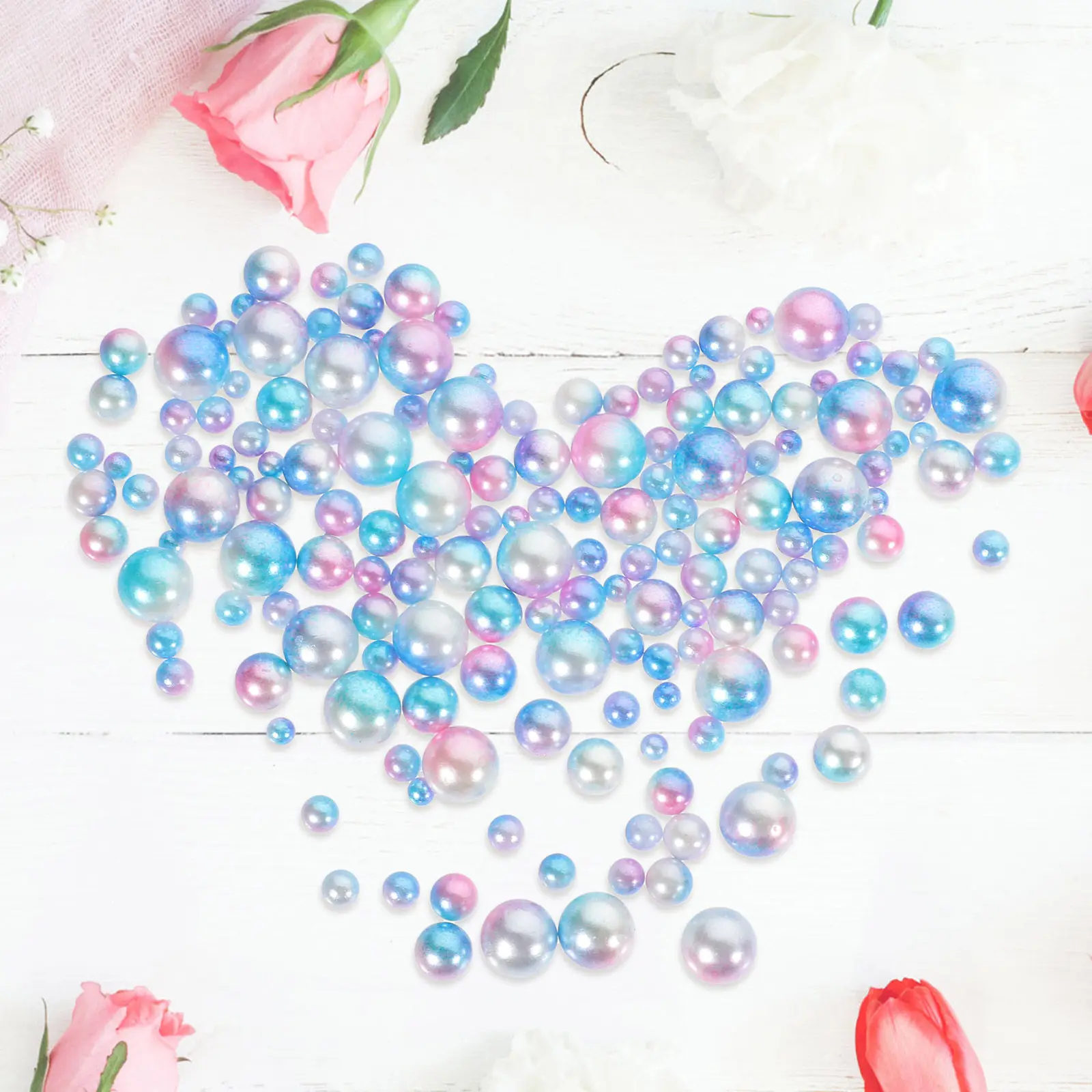 Faux Pearl Beads No-Hole Vase Fillers for Flower Vases, Brush Pots, Jewelry Making, Floral Decor & DIY Centerpieces