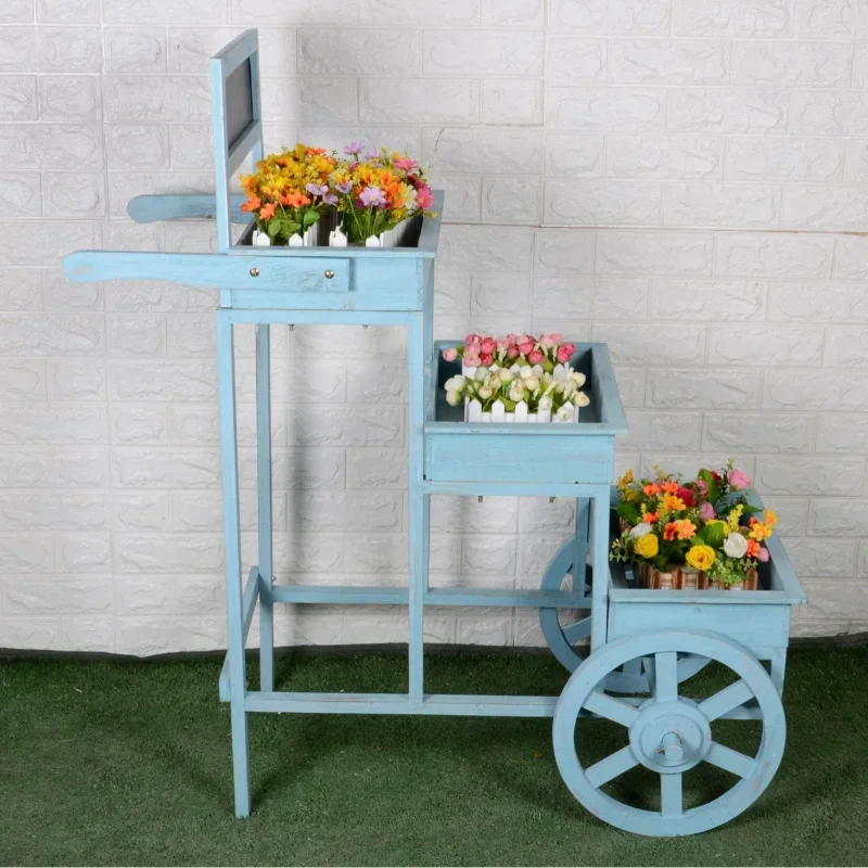 American creative store garden balcony decoration blackboard flower stand pastoral wood cafe office soft decoration