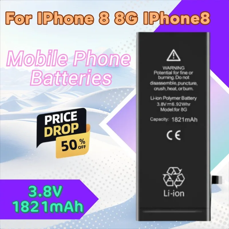 

Высококачественная новая батарея 3,8 В 1821 мАч для IPhone 8 8G IPhone8 IPhone8G, аксессуар для телефона, сменная батарея