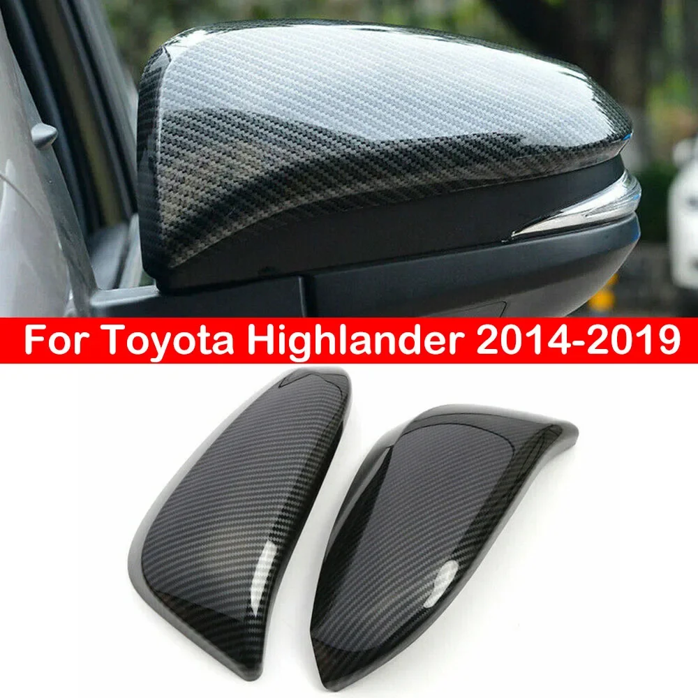 

For Toyota Highlander 2014-2019 Rearview Side Mirror Cover Wing Cap Car Exterior Door Rear View Case Trim Auto Carbon Fiber Look