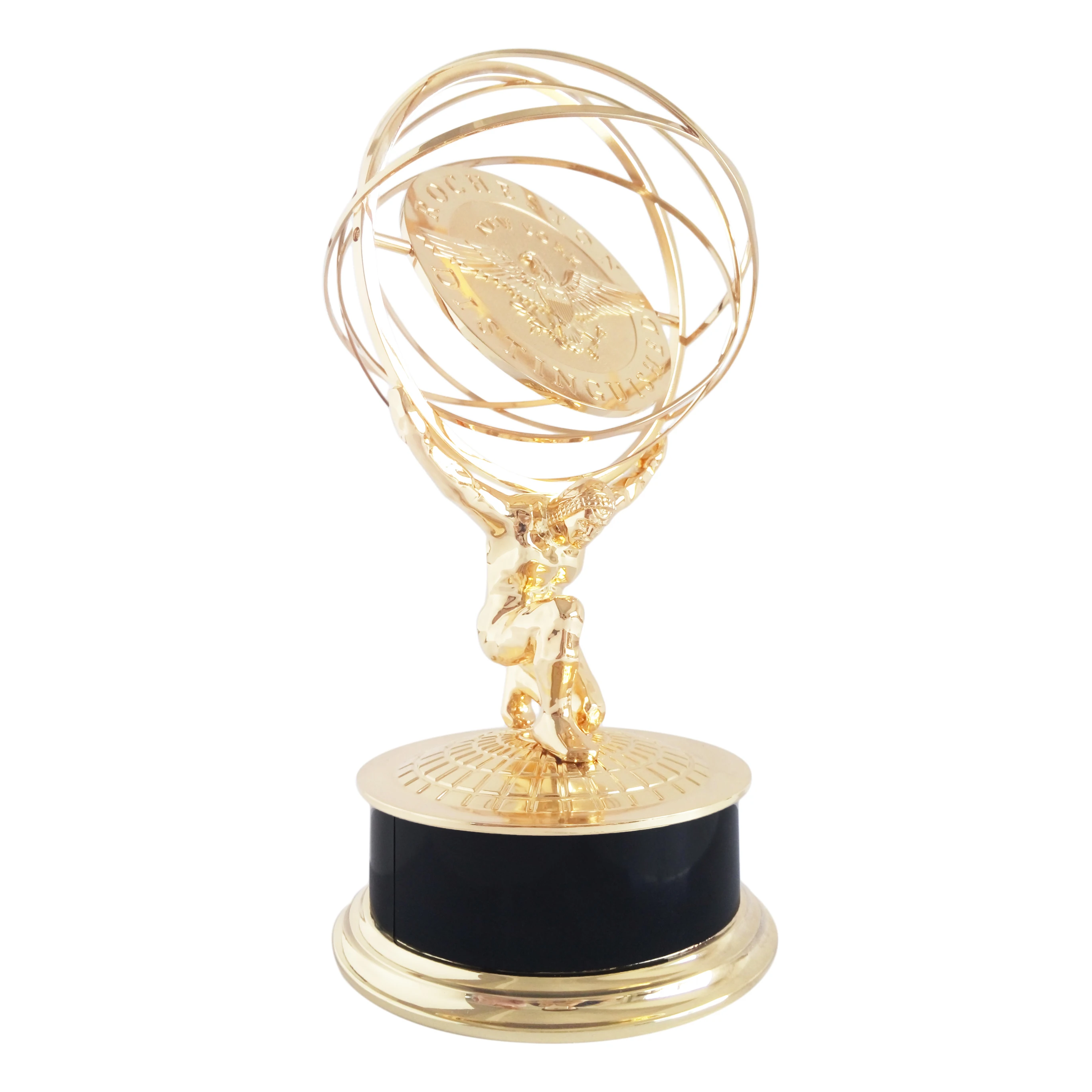 Medallas y copas de trofeos de resina dorada giratorios personalizados de alta calidad para fútbol, baloncesto, campeones y leaguas de la NBA