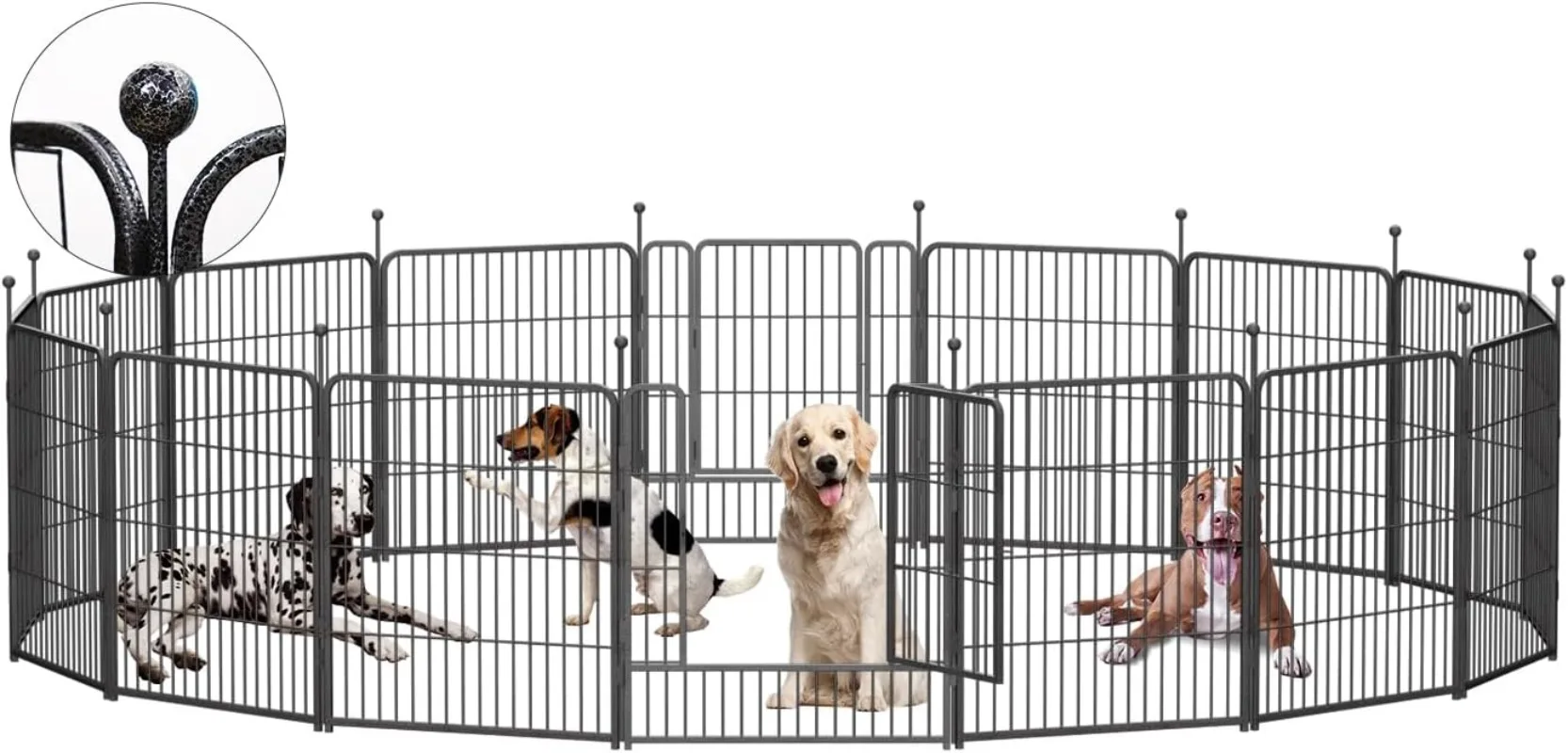 

Dog Playpen,32/40/45 Inch Height in Heavy Duty, Folding Indoor Outdoor Anti-Rust Dog Exercise Fence, (16 Panels, 32 Inch) Silver