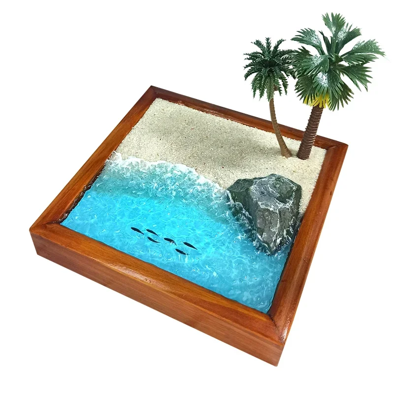 Hawaii Beach 1:64 Car Model Figure Miniature Scene Gift Ocean View Sand Table Ornament Handmade Platform