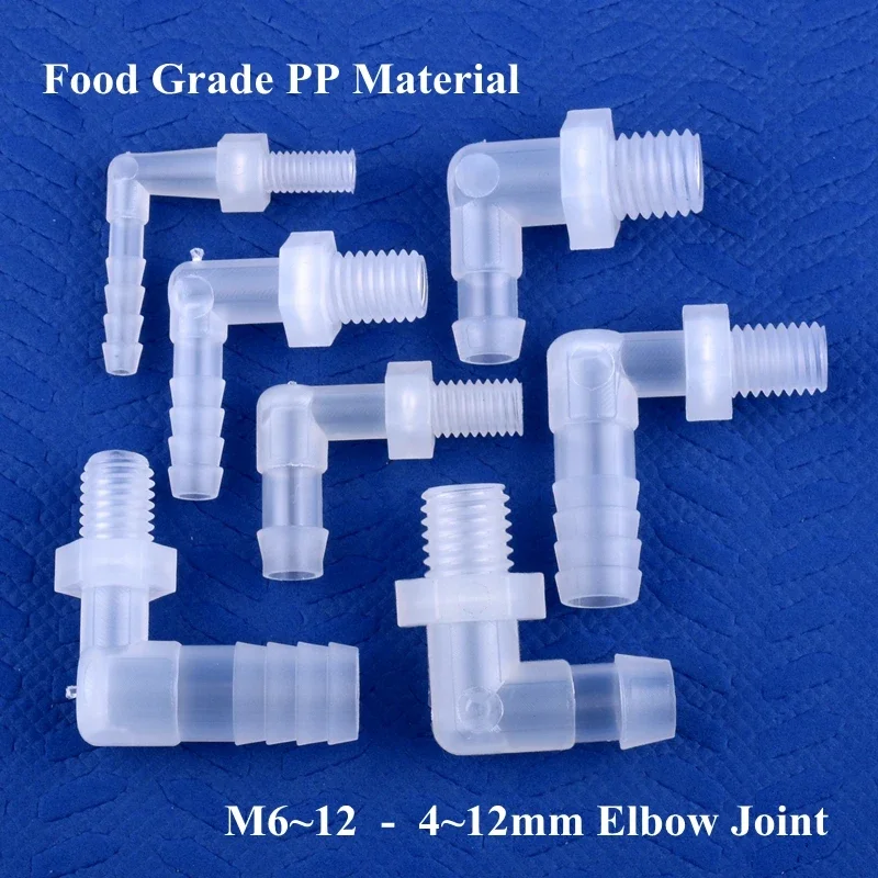 Male Threaded Barb Elbow M Metric Male Elbow External Thread Hose Barb L Shape Connector 90° Brass Fitting for Air Water Oil