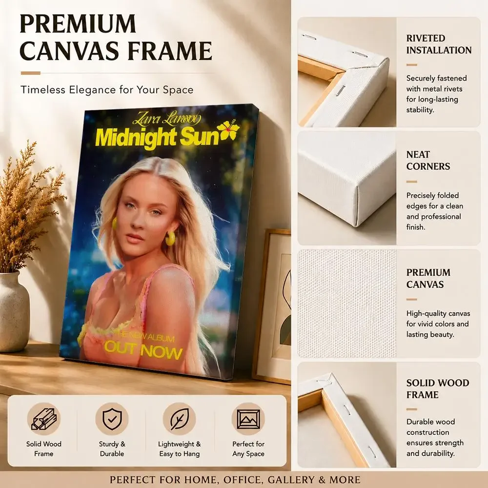Singer Z-Zara Larsson Glamorous Trendy Framed Wall Painting Canvas Art Poster with Solid Wood Frame for Living Room Home Decor