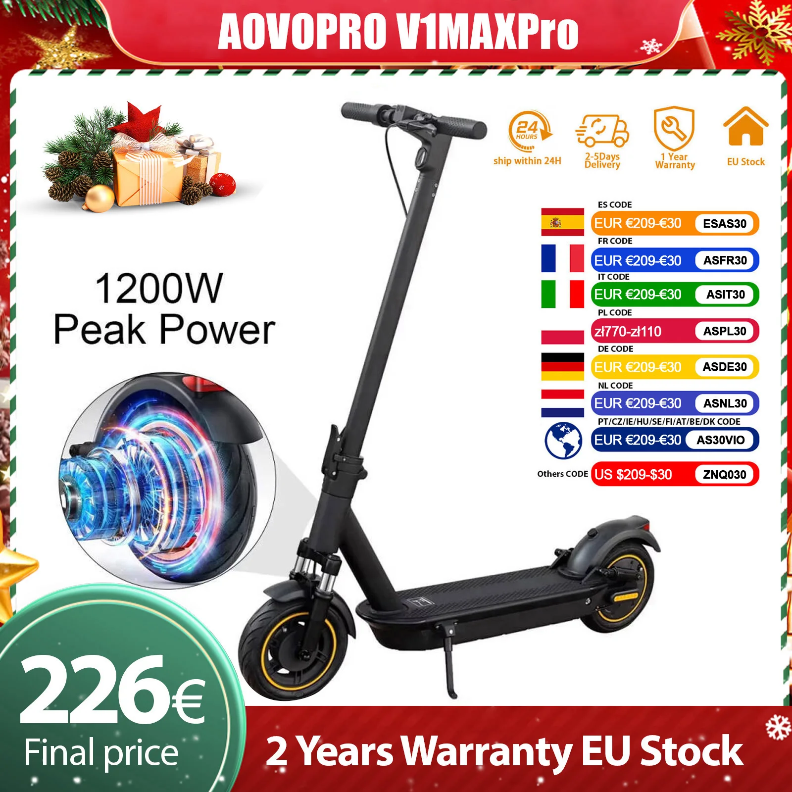AOVOPRO V1MAX PRO 1200W Scooter électrique 45KM portée maximale 35 KM/H 500W puissance moteur 42V14.5AH Scooter électrique pliant pour adultes