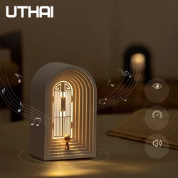 UTHAI New creative Nordic Night Light, Mobile Phone, Bluetooth Speaker, Atmosphere, Warm Light, Desk Lamp, Bedroom Gift For Boys