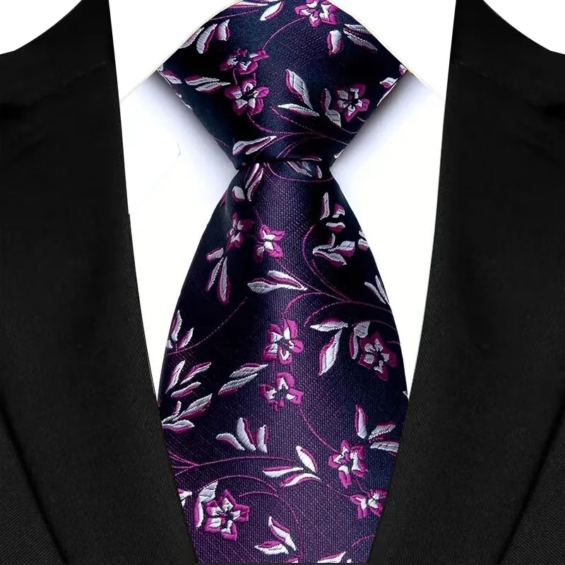 New 8CM Mens Necktie Plaid & Checks Stripes Ties For Man Groom Groomsman Jacquard Woven Ascot Neck Tie Formal Business Party
