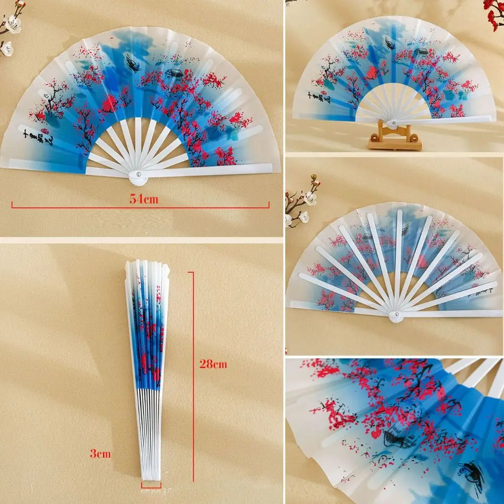 Новый 28-сантиметровый китайский веер для йоги Тай Чи, пластиковая кость, 8 цветов, веер в древнем стиле, веер для кунг-фу, веер в стиле шинуазри, подарок, декор для свадебной вечеринки