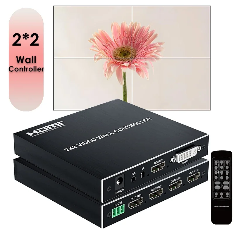 2x2 Video Wall Controller 1080P 1X2 1X4 1X3 3x1 4X1 Multi Screen Stitching Video Processor 4 TV Splicing Box Splicer