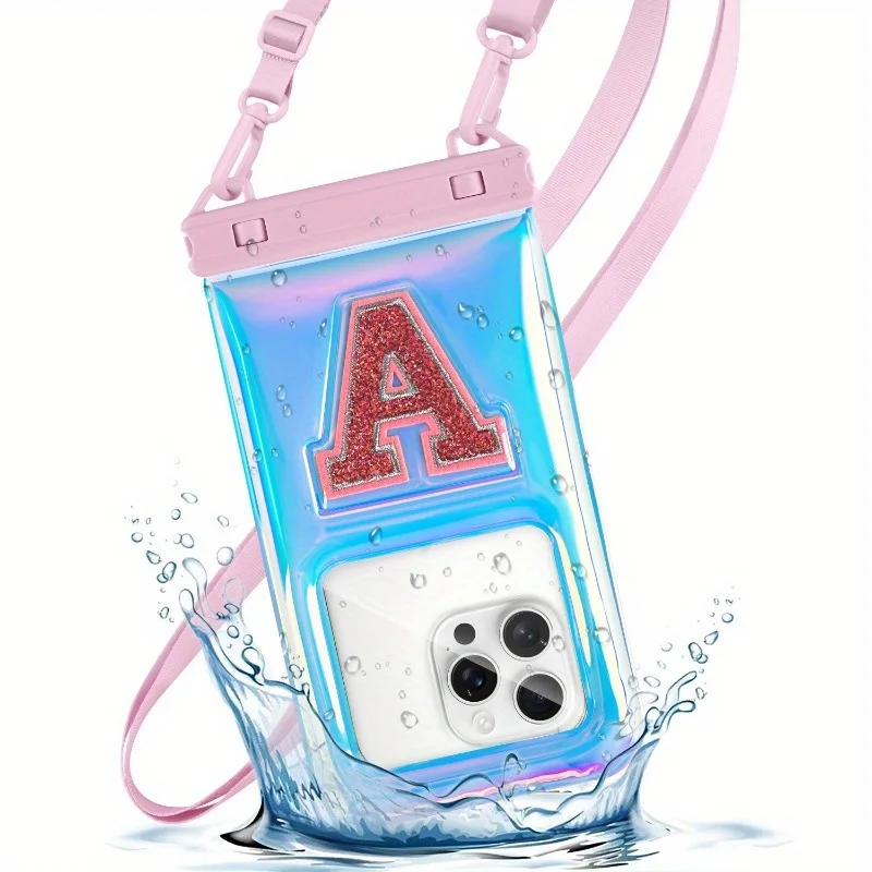 

HAISSKY Laser Letter A Waterproof Swimming Bags For iPhone 17 16 Pro Max 17 Air 15 Plus 14 Outdoor Travel Float Crossbody Pouch