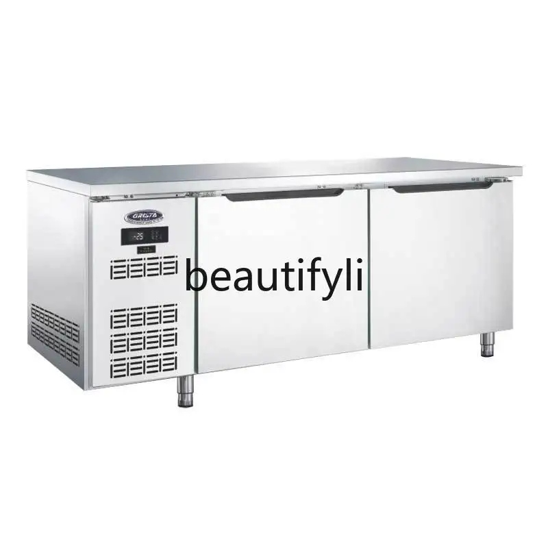 

Fresh-Keeping Kitchen Milk Tea Shop Commercial Refrigerated Air-Cooled Horizontal Operation Table Freezer Display Cabinet