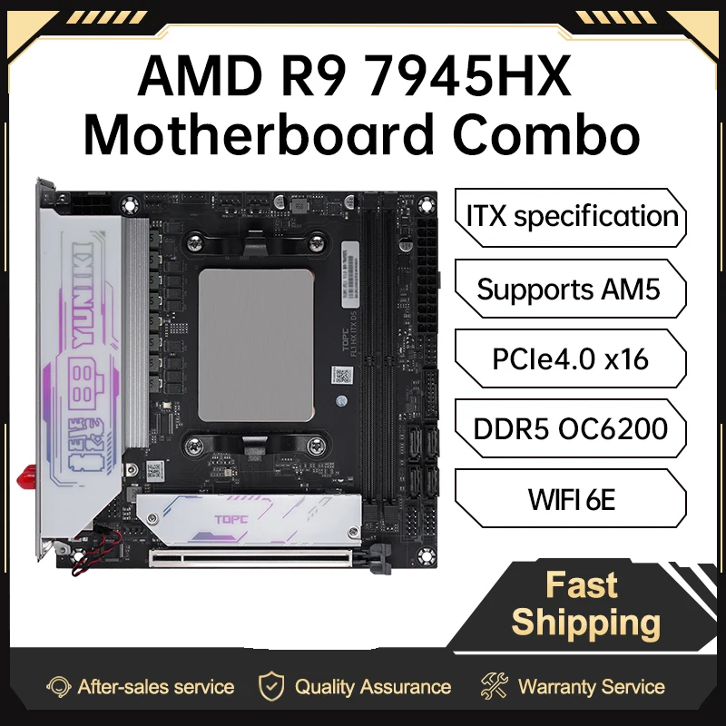TOPC Ryzen AMD R9 8945HX/7945HX/7845HX Mini-ITX Motherboard Combo