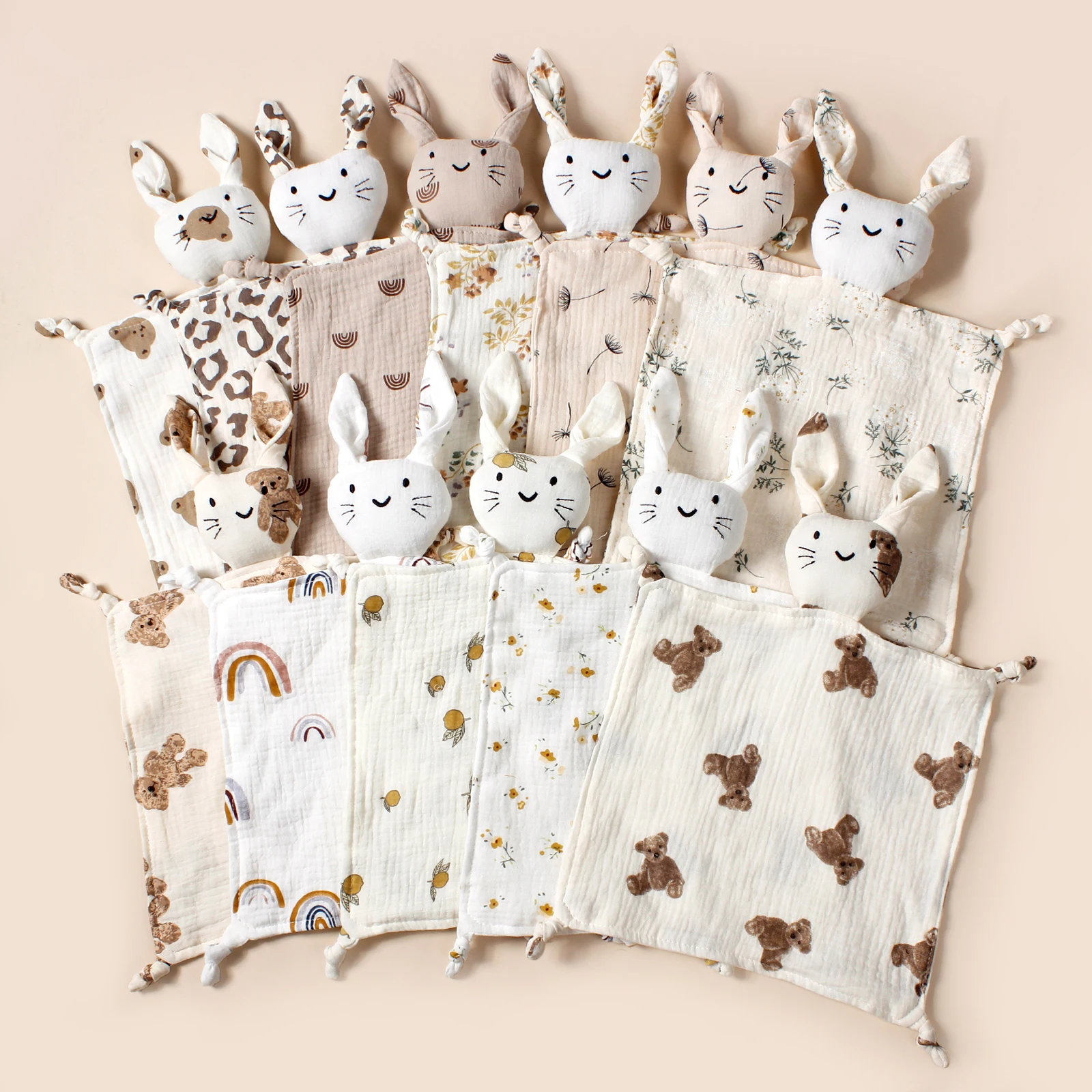 Baby Cotton Muslin Comforter Blanket Soft Newborn Sleeping Doll Cute Pirnts Cats Blankets Soothe Appease Towels Bibs Saliva