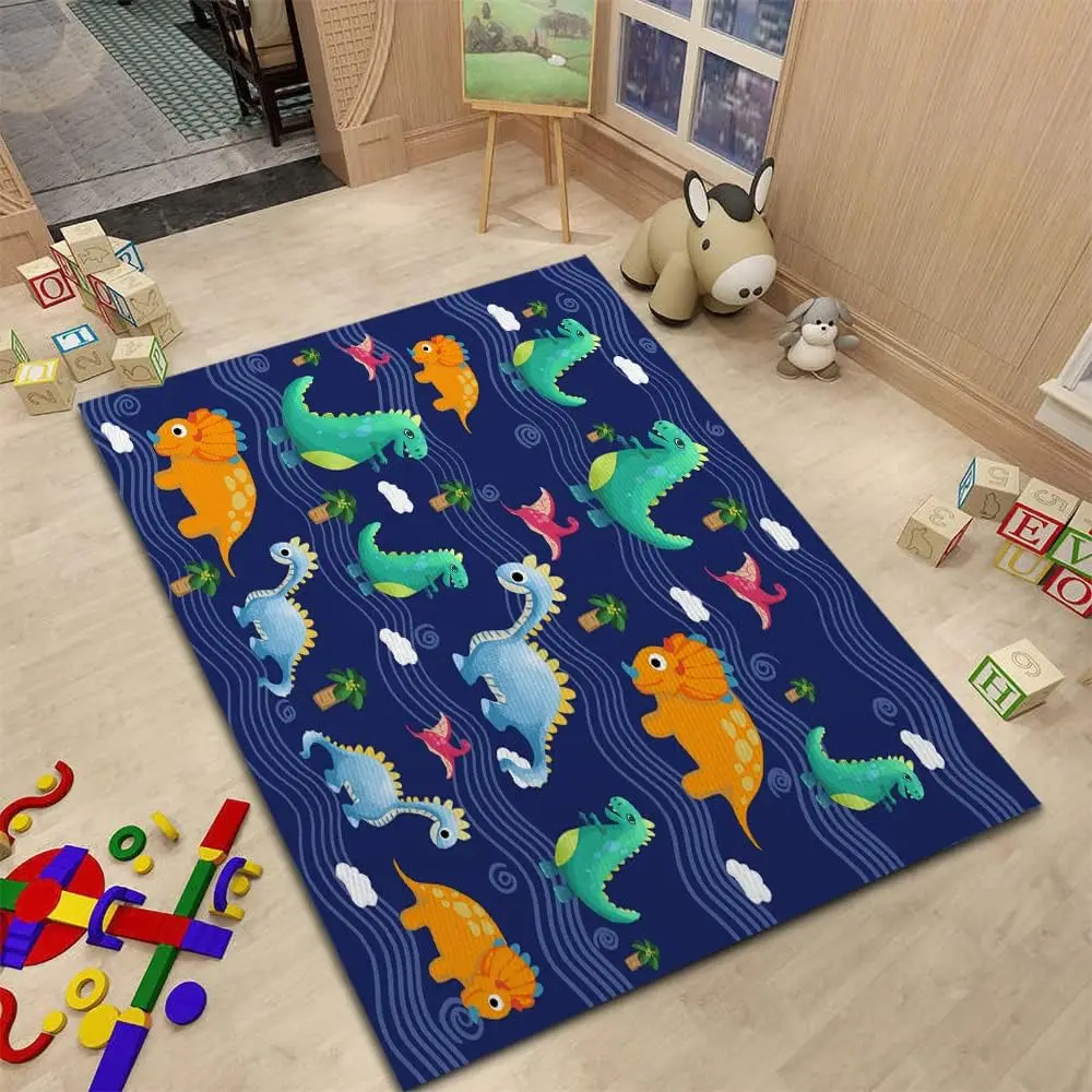 

Cartoon Dinosaur Area Rugs for Kids Room Boys Girls, Dino Carpet for Boys Bedroom Home Decor Large Play Rugs, Non Slip Crystal