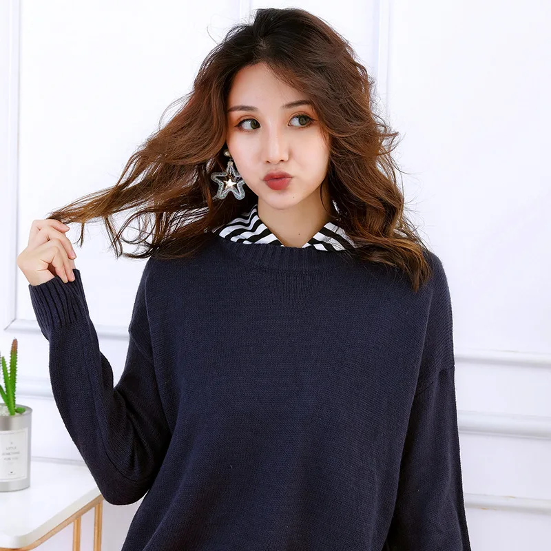 Women Girls Fake Collar with Hoodie Cap Autumn Ladies Striped Cotton Half-Shirts Sweater Decorative Sunscreen Hat Decoration image 3