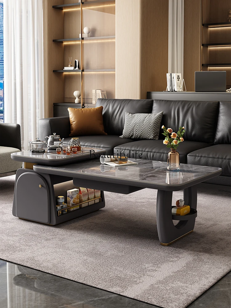 

*Minimalist coffee table living room light luxury modern high-end sense simple modern rock slab coffee table