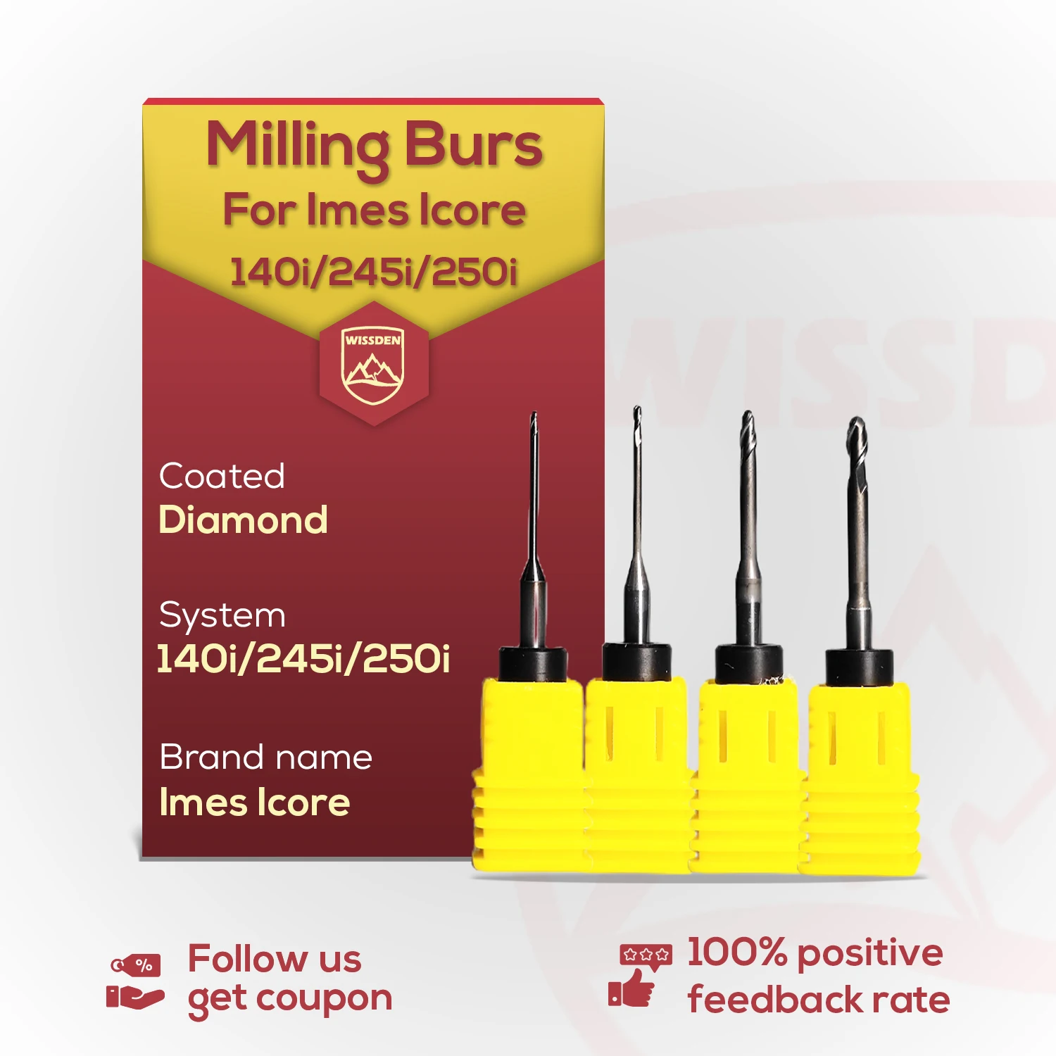 Milling Burs for Imes icore（Icore Shankdia 3mm Bur 140i/150i/245i/250i）Milling Machine 2Pcs