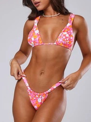 Seksowne bikini z nadrukiem 2024 Trend Strój kąpielowy dla kobiet Zestawy bikini Stringi Stroje kąpielowe Mikro kobiecy strój kąpielowy Pływać Plaża Nosić Monokini
