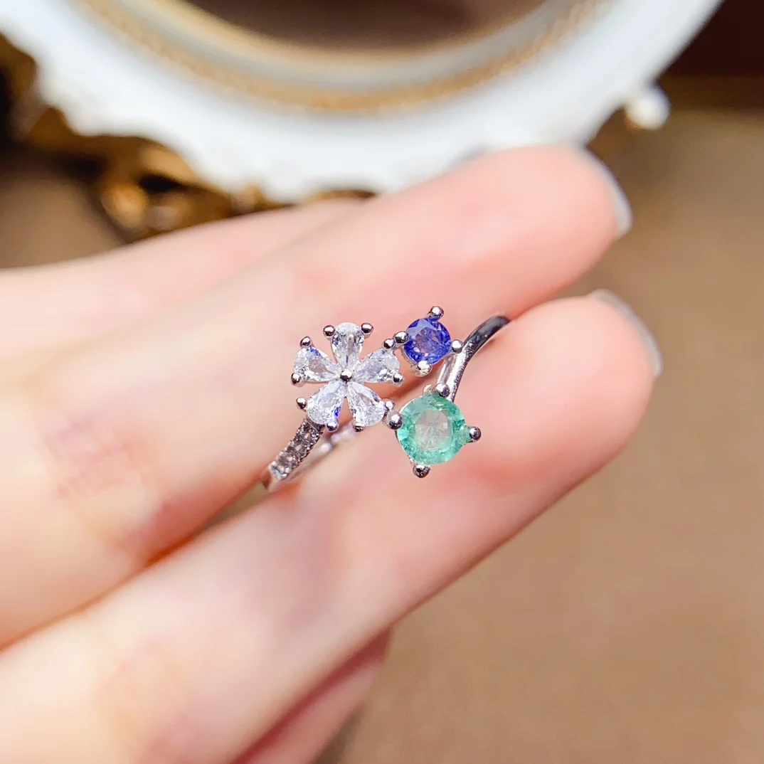 

Кольцо с натуральным изумрудом 3*4 мм, стерлинговое серебро S925, сертификат, трендовый цветочный дизайн, изысканная мода, очаровательные свадебные украшения для женщин FS