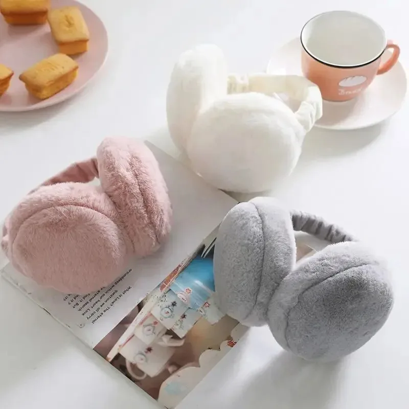 Plush Winter Earmuffs For Women Men Soft Solid Color Ear Warmer Fashion Foldable Outdoor Cold Protection Ear Covers