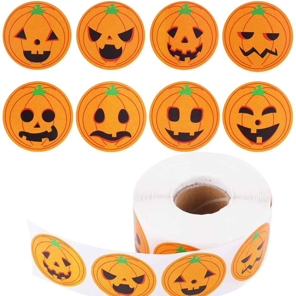 

500Pcs Halloween Stickers for Kids Pumpkin Stickers Diy Round Seal Label Stickers