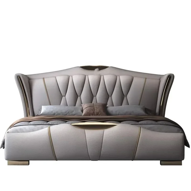 

Современная эстетичная кровать размера «queen-size», дешевый салон, милая двуспальная кровать, роскошная мебель из натуральной кожи Camas