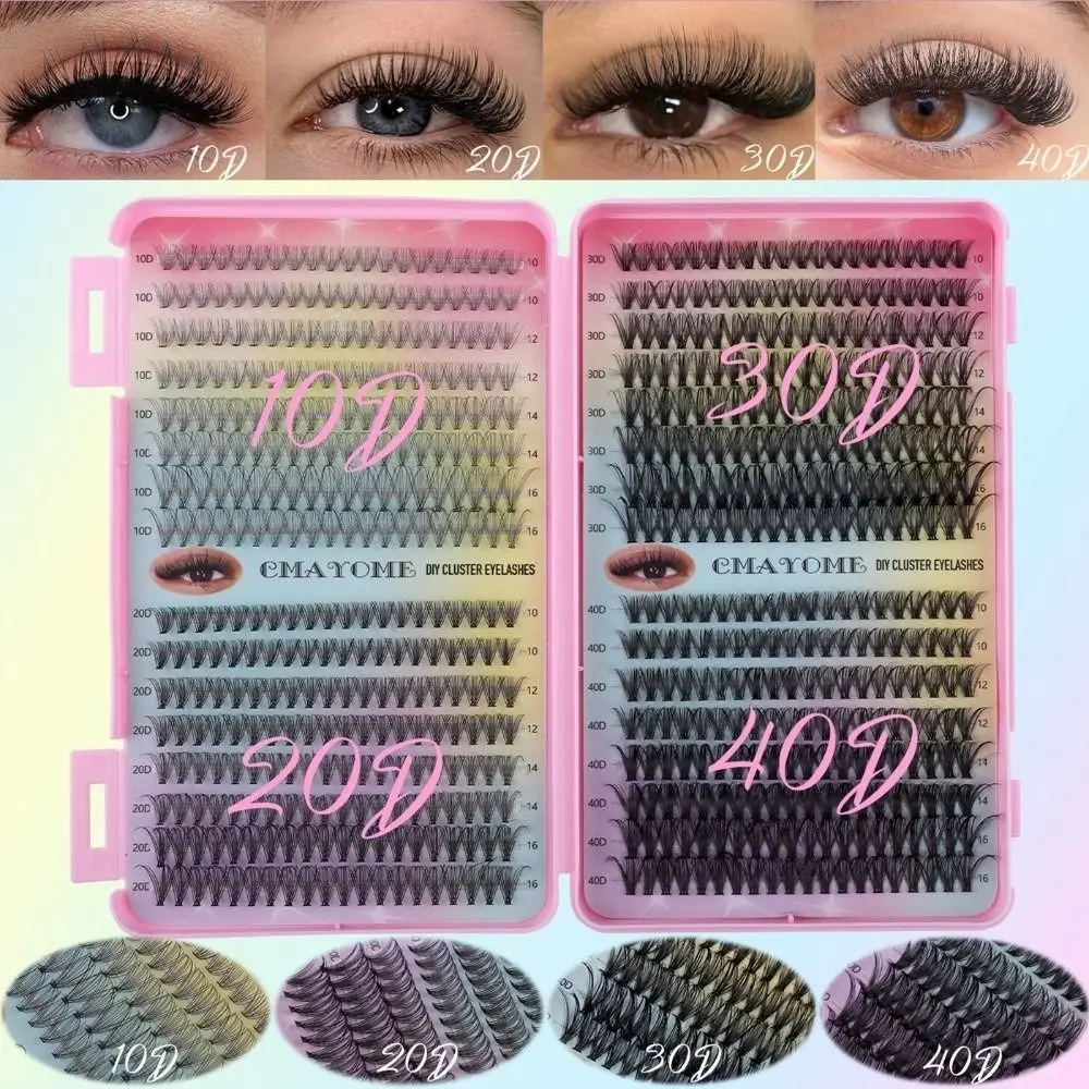 New Bond and Seal False Eyelashes 10-16mm 5D Fluffy Cluster Lashes Kit Mixed Tray Natural Look Faux Mink Lashes Makeup Tool