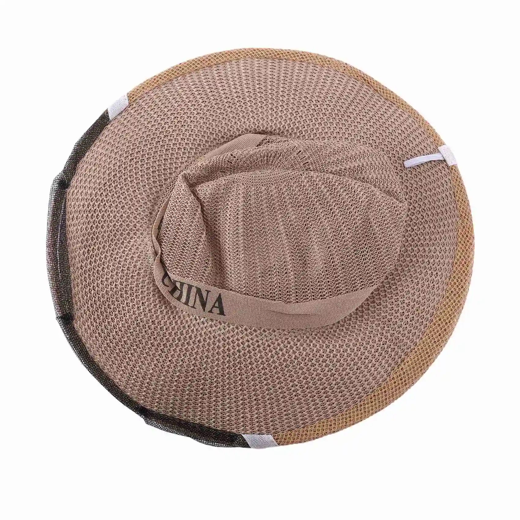 Sombrero antiabejas de 1 piezas, Protector facial para la cabeza de la colmena, sombrero de vaquero para apicultura, mosquitera, red para insectos, equipo de apicultor