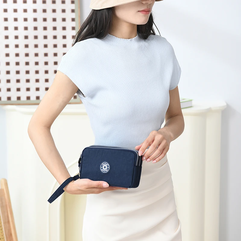 

Трехслойная женская короткая сумка на молнии для мобильного телефона, модная сумка для мобильного телефона, женская сумка для макияжа, смена w