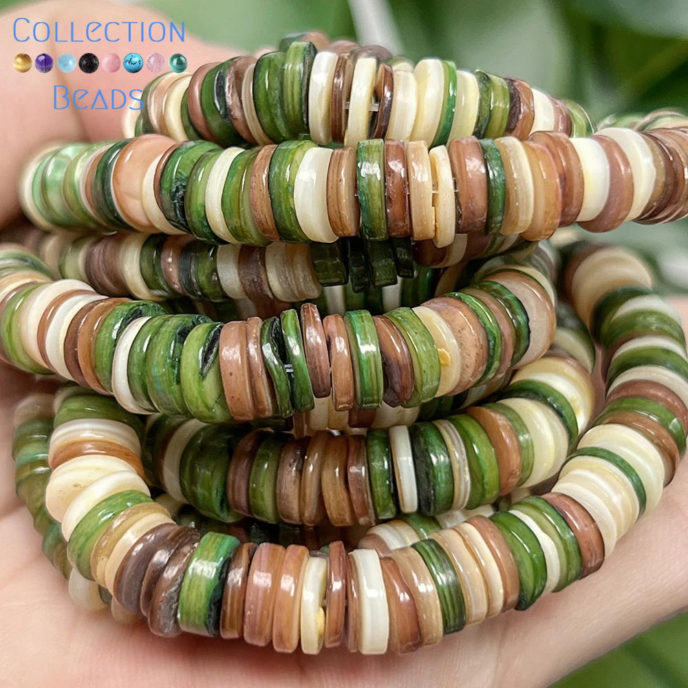 6-8mm Weihnachten Natürliche Shell Mittleren Loch Lose Spacer Perlen Für Schmuck Machen DIY Armbänder Halskette Zubehör 15 zoll