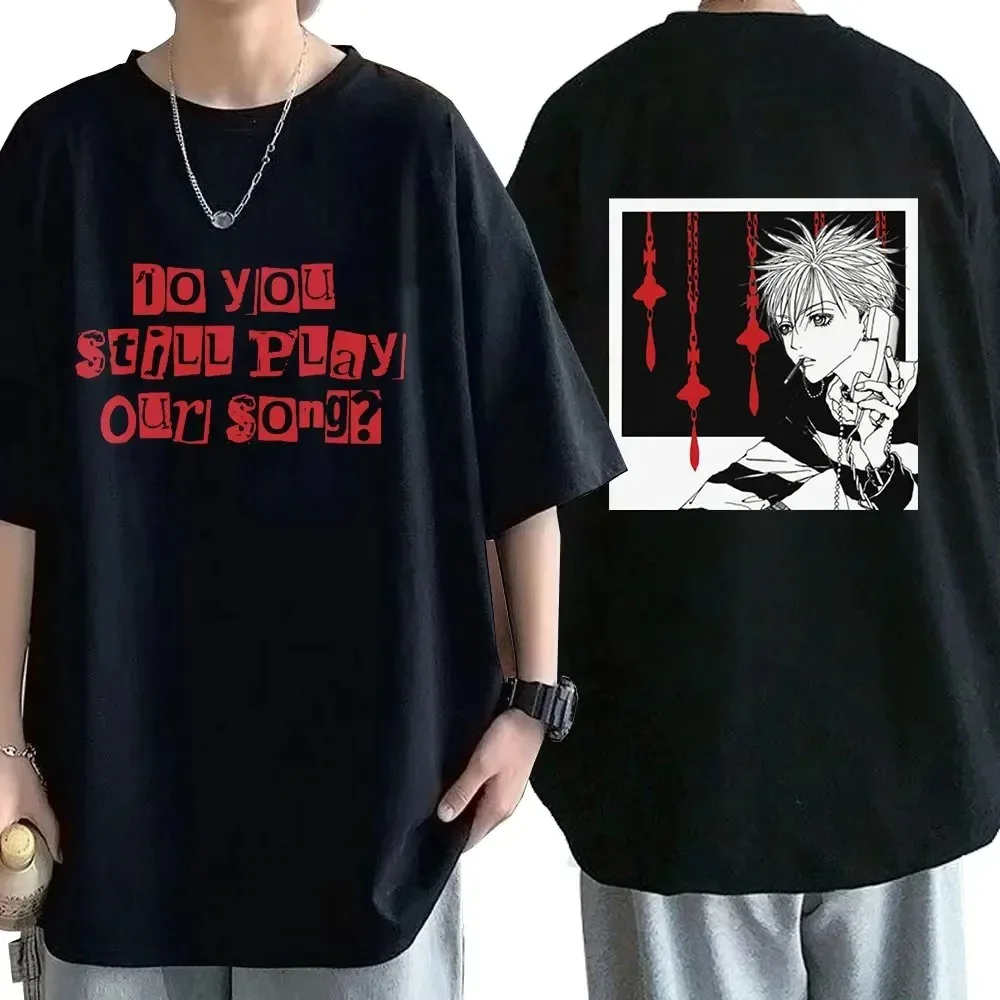 男性と女性のためのアニメプリントTシャツ,綿,半袖,カジュアル,特大,原宿ストリートウェア,10代の服