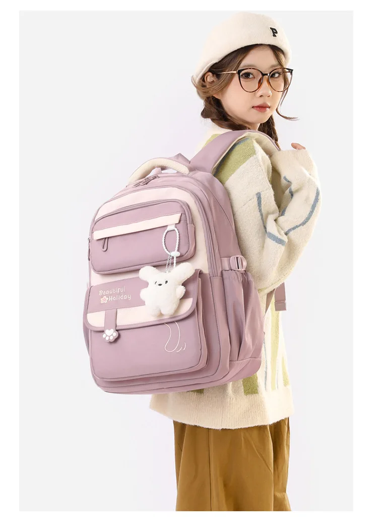 Middle School Backpack for Girls Large Capacity Bookbag Lightweight Fashion Student Backpack Simple Modern School Bags for Teens