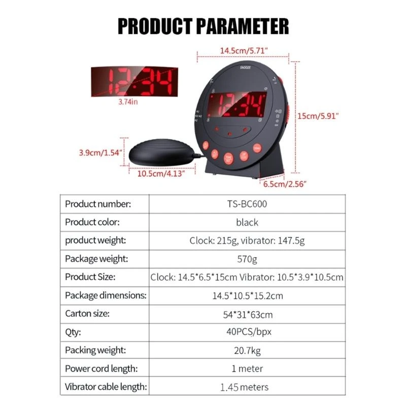 Super Loud Alarm Clock with Bed Shaker 4