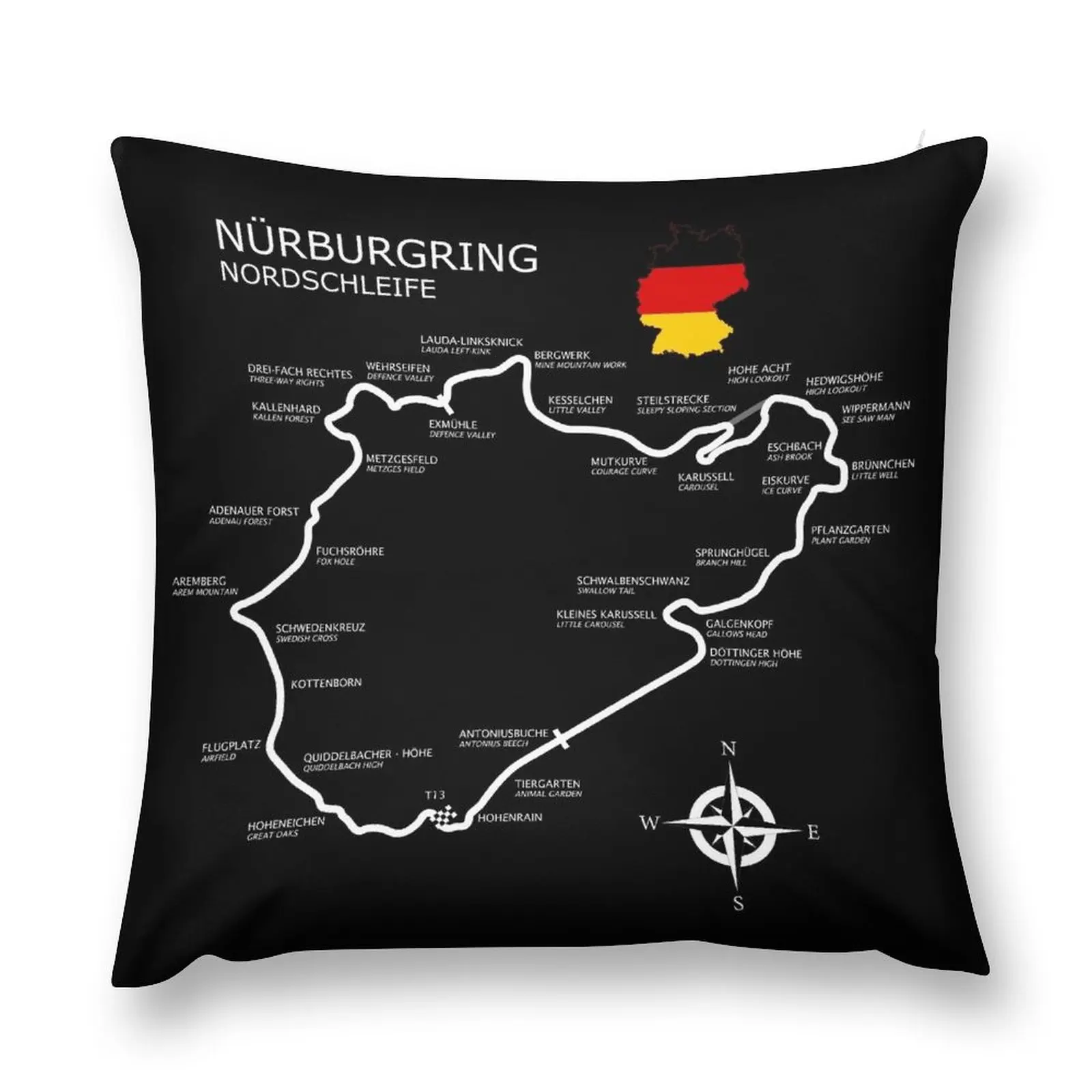 The Nurburgring - Nordschleife Throw Pillow Sofa Cushion Cover Pillow Case Christmas