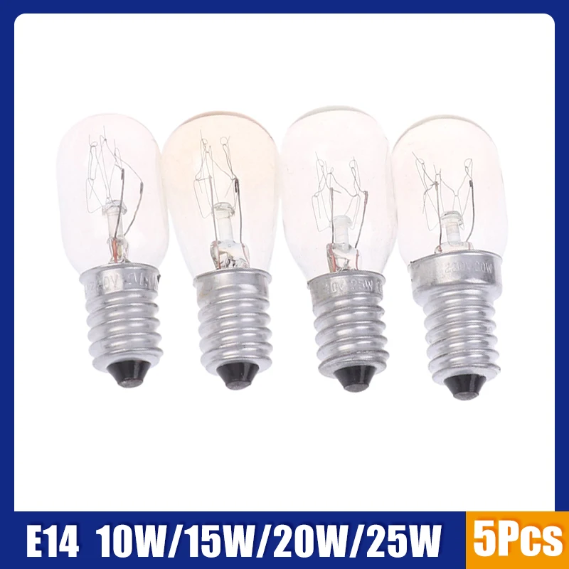 

5Pcs E14 Salt Lamp Globe Bulb 10/15/20/25W 220V-230V Incandescent Bulbs Refrigerator Oven Light Bulb Replacement