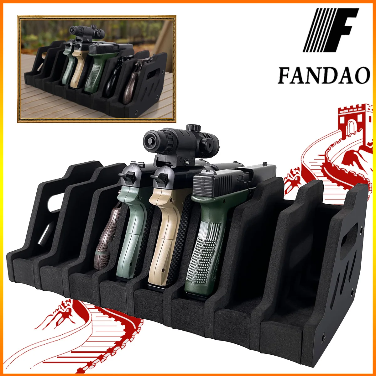 

Tactical 8 Slots Foam Pistol Rack Waterproof and Lubricant-Resistant Handgun Holder for Gun Safe Scratchproof Pistol Storage