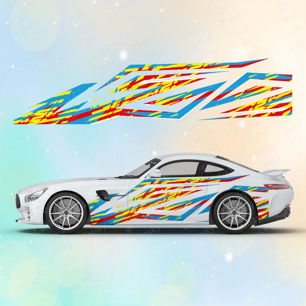 

Colorful Mixed Color Stripes Car Body Sticker Itasha Vinyl Car Side Decal Sticker Car Decor Sticker Cars Protective Film