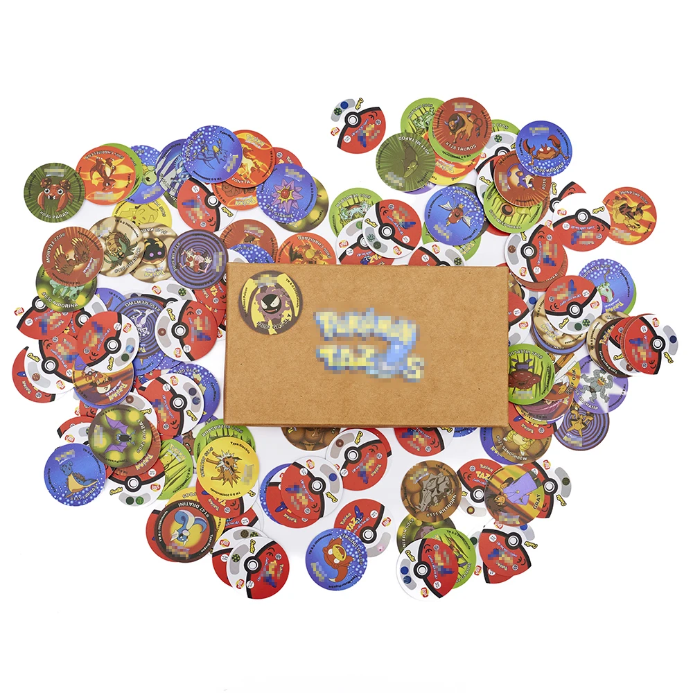 Lote De Tazos Pokémon 1a Geração 169 PCS Nova Coleção Completa Super Mega Master Pikachu Milkcaps Cartões Redondos Chaps