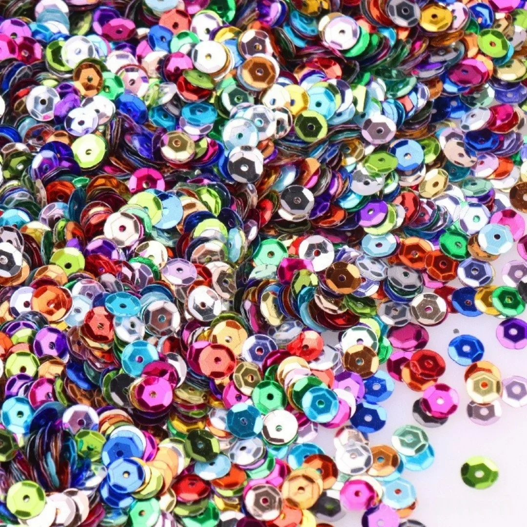 1000 pcs of 6mm silver sequins, curved pieces, laser circular concave pieces, bead pieces, DIY hand sewn clothing accessories, - Image 3