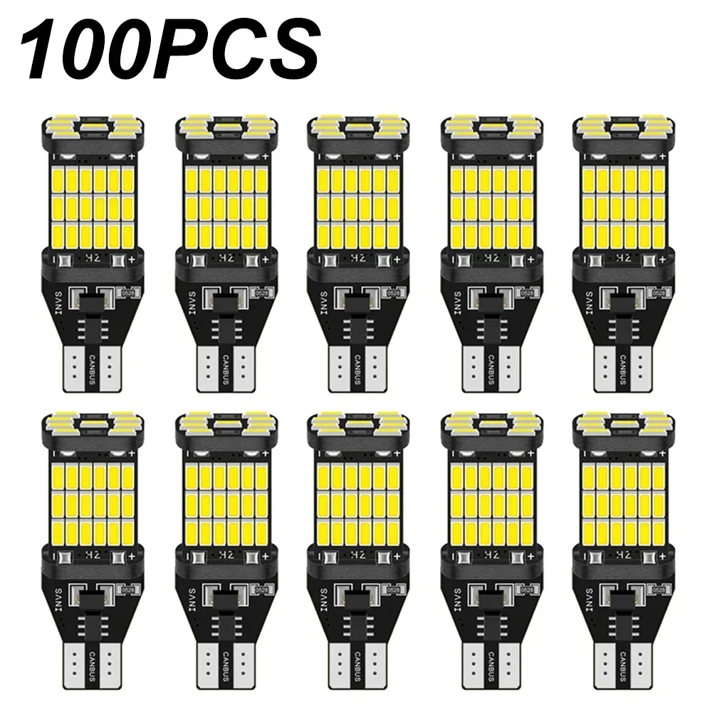 100pcs T15 W16W 921 912 T16 T10 902 LED Bulbs High Power 45pcs 4014SMD Super Bright 1200LM Replace for Car Reversing Light White