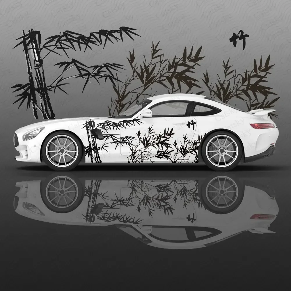 Bamboo Painting Car Body Sticker Anime Itasha Vinyl Car Side Decal Sticker Car Decor Sticker Cars Protective Film