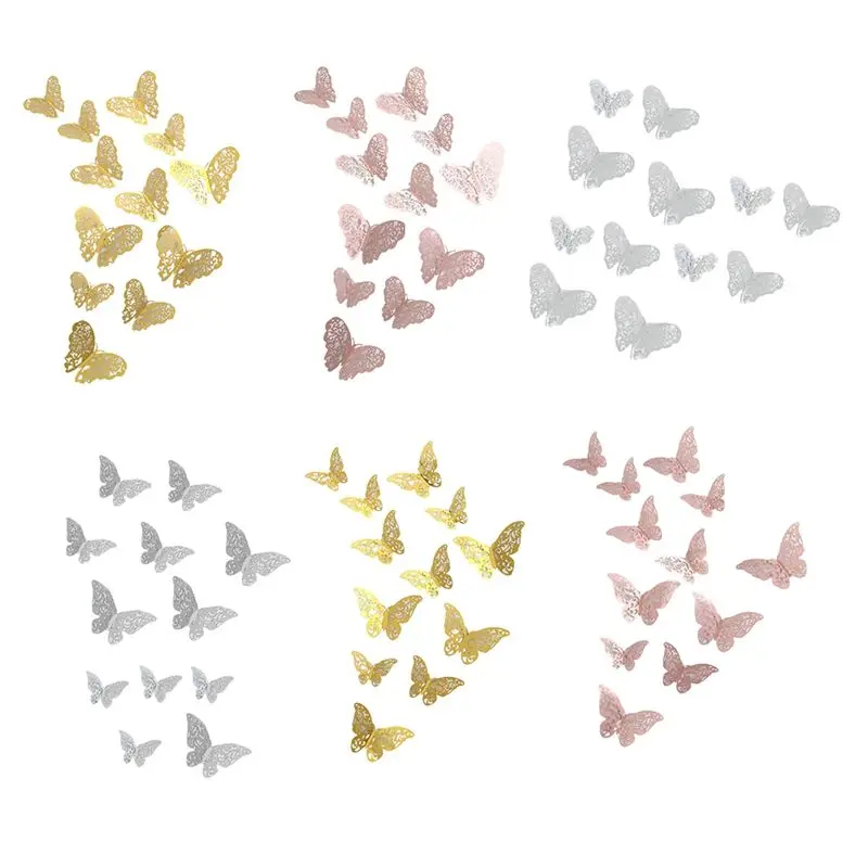 LUCK 72 Pcs Butterfly Party Decor for Crafts,3 Sizes 3 Colors 2 Styles,3D Butterfly Wall Decor,Wall Stickers House Decor