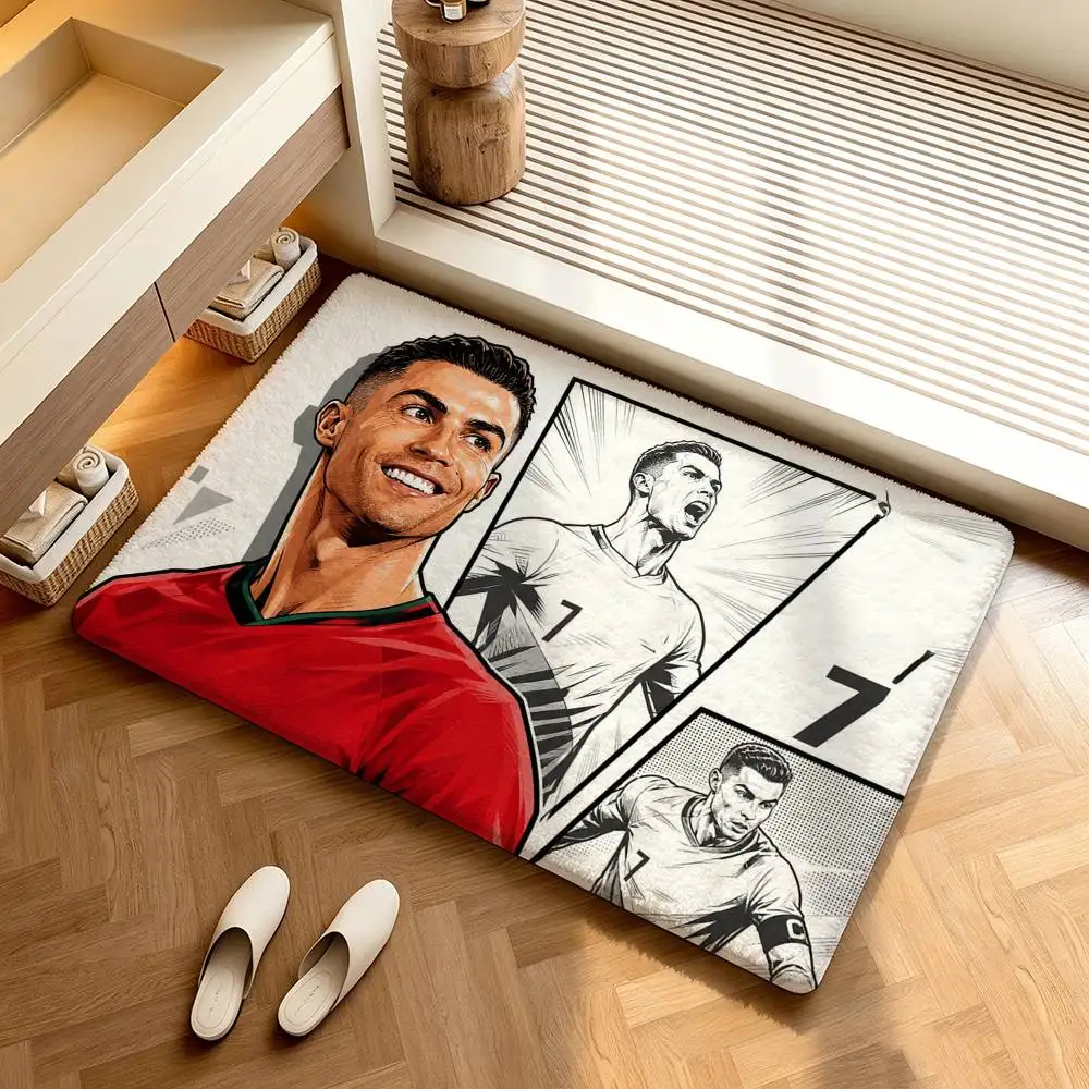 C-Cristiano Ronaldo  Shower Room Absorbent Small Floor Mat Soft Comfortable Decorative Foot Mat