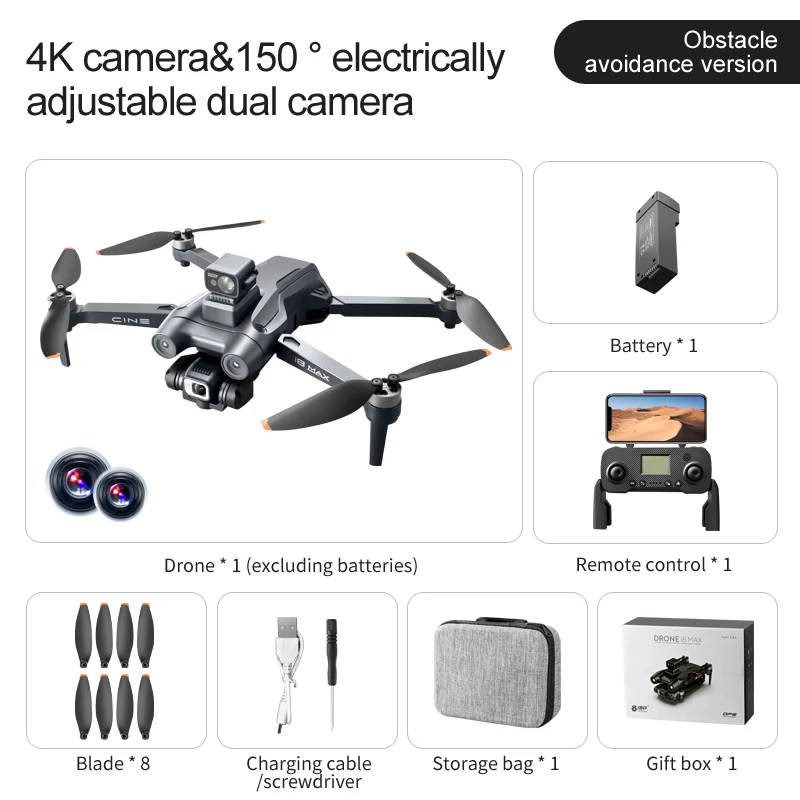 I8 Max Drone Kamera lotnicza 4k Hd Pozycjonowanie GPS i unikanie przeszkód Bezszczotkowy gimbal Przepływ optyczny Drone I8 MAX