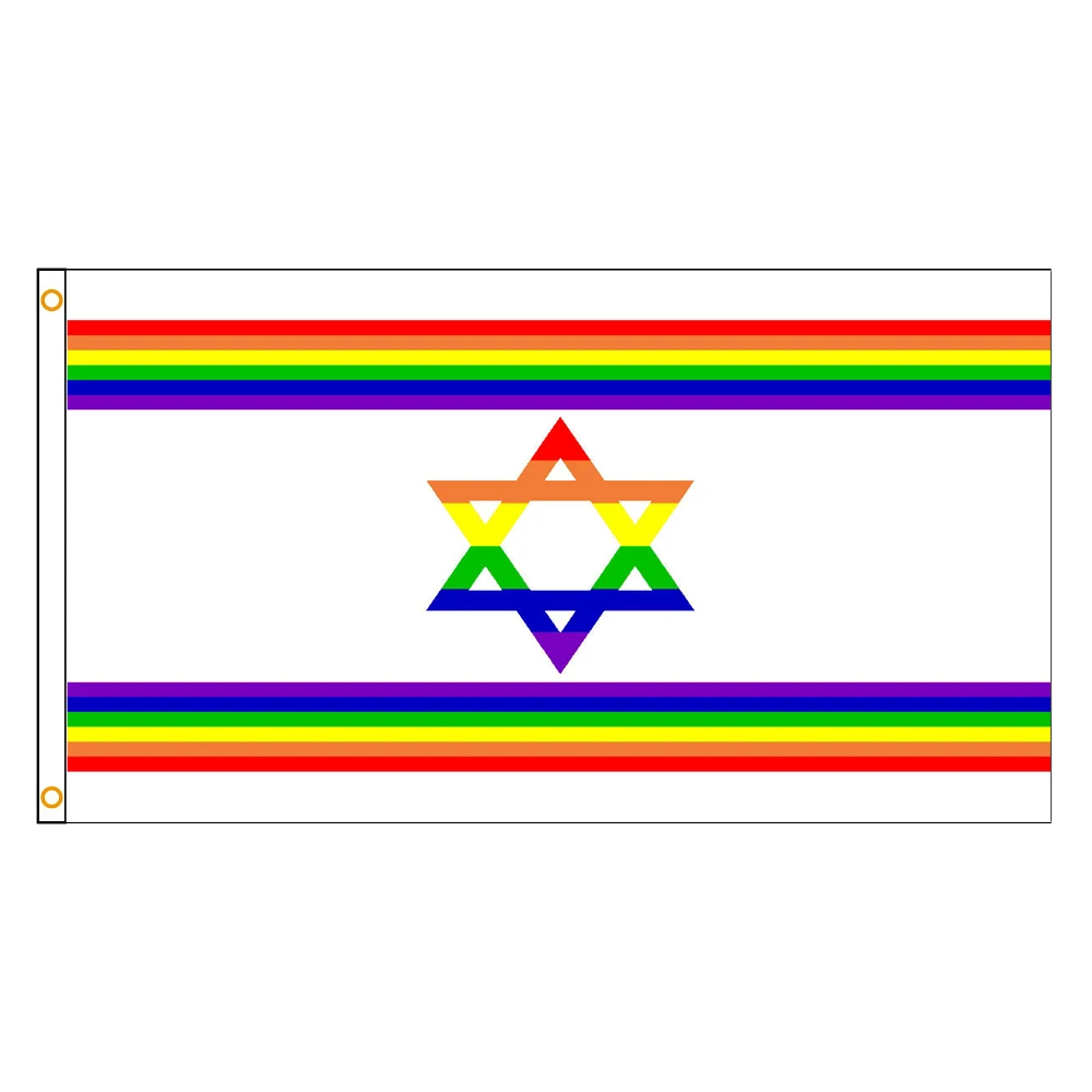 90x150cm Polyester Rainbow Gay Pride Israel Israelis Flags