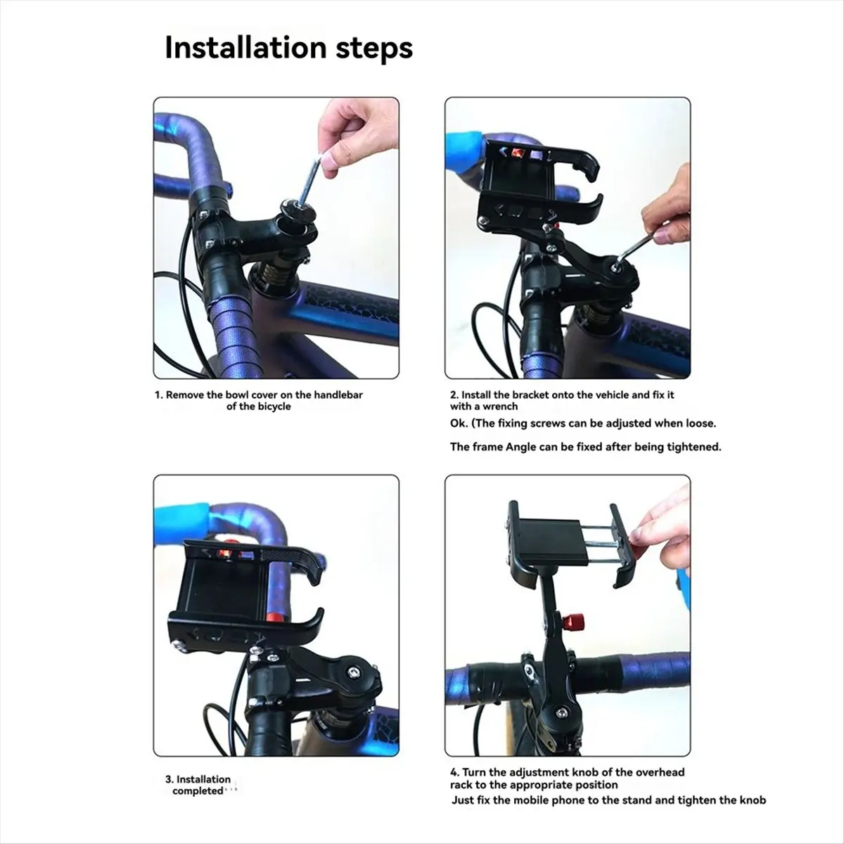 

AB31 Bicycle Phone Holder Adjustable 360 Degree Swivel Headset Bracket Anti-Slip Shock Absorpting Bike Phone Stand